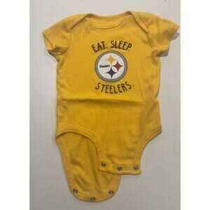 Pittsburgh Steelers Baby Bodysuit 6M Yellow Eat Sleep Steelers NFL